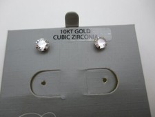 10k Solid Yellow Gold CZ Stud Earrings