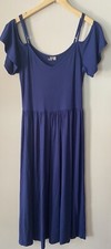 ASOS size 12 Summer Midi Cold Shoulder Skater Stretch Dress blue slip on cottage