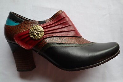 New Multicolored L'ARTISTE SPRING STEP Fia Zip & Flap Bootie Pumps EU 39 US 8.5