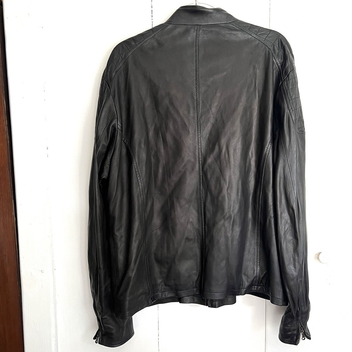 La Pelle Firenze Italian Leather Black Moto Zip Jacket - 62 La Pelle Firenze Italian Leather Black Moto Zip Jacket - 62