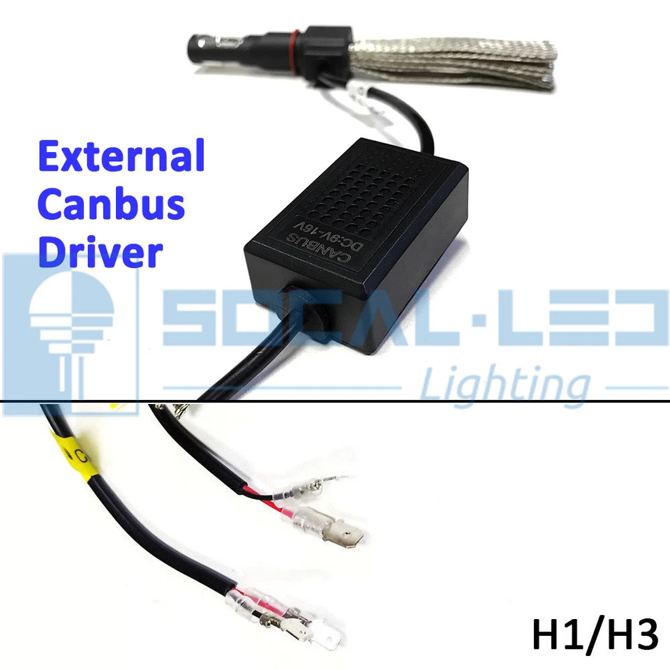 2 件无风扇 Canbus H1 LED 转换套件亮灯灯泡 6000K 氙灯白色 — 第 3/4 张图片