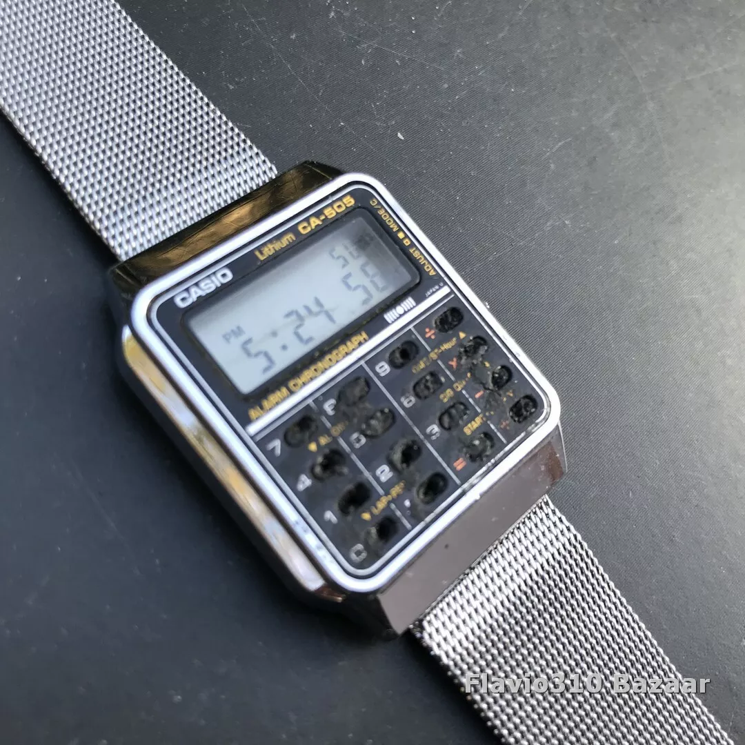 Rare 1987 CASIO CA 505 437 Calculator Japan U 33mm watch New Battery