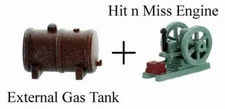 Hit n Miss Engine & External gas tank FINISHED O Scale Model SET