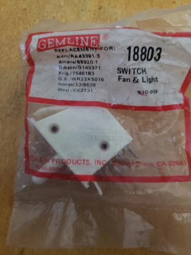 Gemline Fan & Light Switch 18803 (Replaces WR23X5016) (Box EEEE)