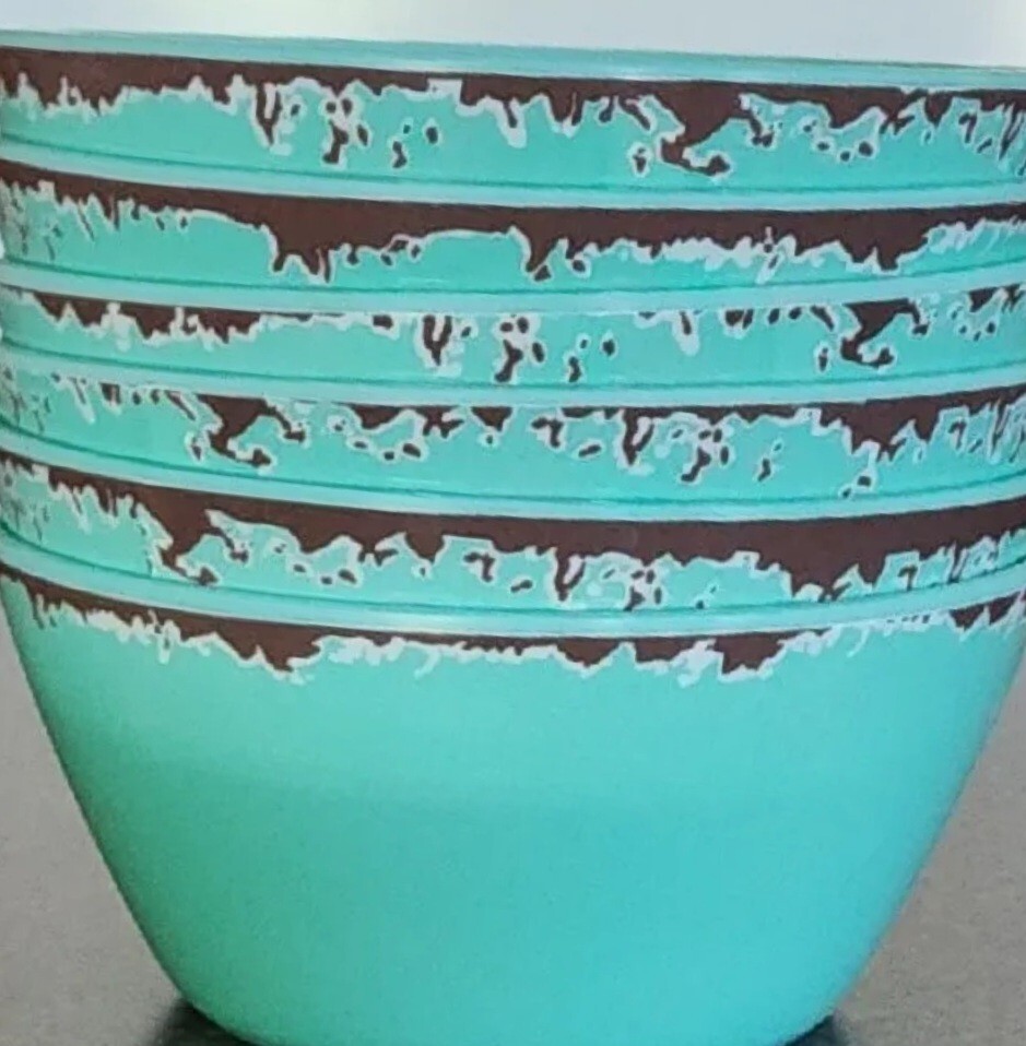 Six (6) ~ GREEN ~ Melamine ~ Rustic ~ Farmhouse ~ Country ~ 