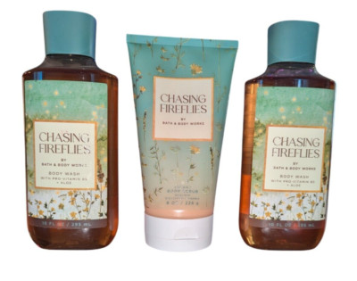 BATH & BODY WORKS CHASING FIREFLIES BODY 2 SHOWER GEL BODY WASH & Scrub
