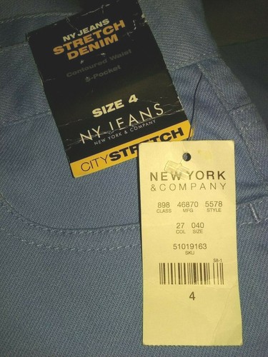NEW YORK JEANS DENIM ELASTICIZZATO VITA CONTATA 5 TASCHE TG 4 BLU CIELO NUOVO/ETICHETTE - Foto 5 di 6