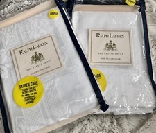RARE RALPH LAUREN ESTATE FAIRCHILD FLORAL GARDENIA PAIR OF EURO SHAMS  NIP