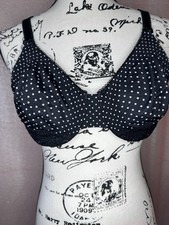 Olga Bra 38C Luxury Lift Underwire Black White Polka Dot Unlined 35063 Lace