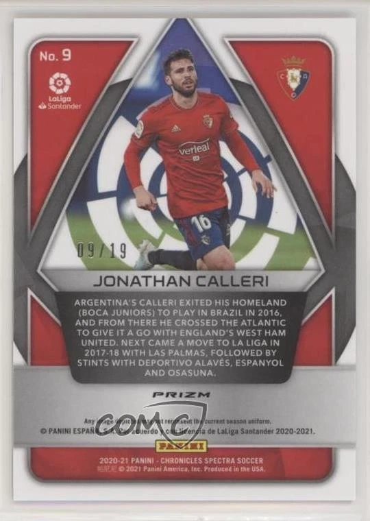 2020 Panini Chronicles Spectra La Liga FOTL Pink Wave Prizm /19 Jonathan Calleri - Image 2 of 2