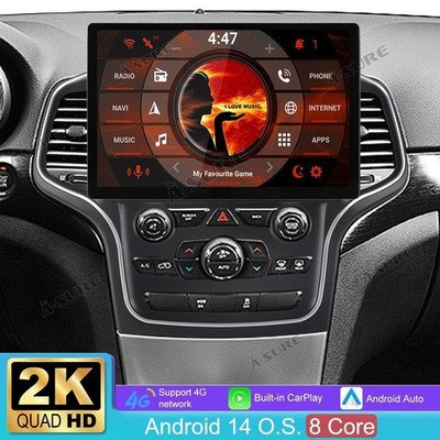 13.1''Tesla Style Stereo 4+64G GPS Sat Nav Radio For Jeep Grand Cherokee 2014-20