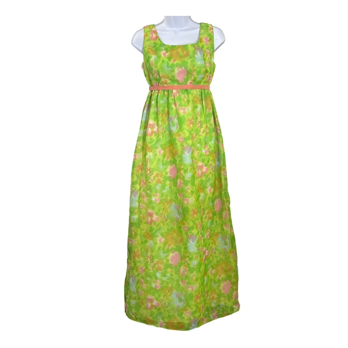 60s empire waist dresses 60s Chiffon Empire Waist Gown in Green – Better Dresses Vintage main image 0