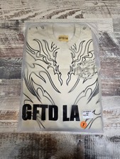 GFTD LA KLIVE T Leather Tribal Flame Graphic Tee Bone Size M