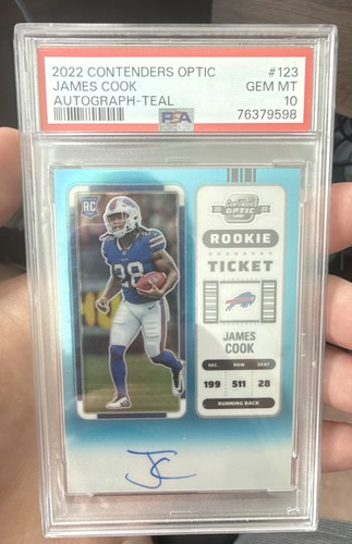 2022 Panini Contenders Optic - Rookie PSA 10 Autographs James Cook #123 Teal