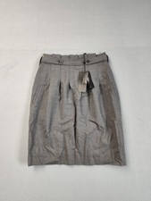 BCBGMAXAZRIA Women Skirt 02 Gray Wool Blend Pleated A Line Pockets Career Formal