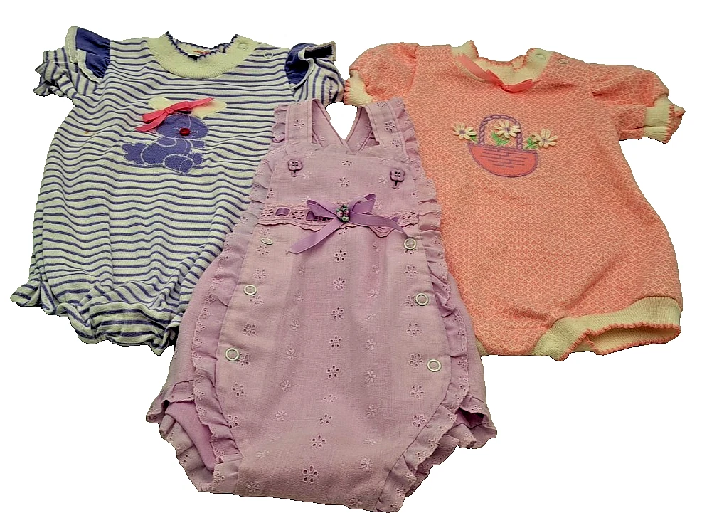 Health-Tex Baby Baby Girl 1 pc Rompers Lot 3 Sz 18mo & 12mo USA Vtg 80's Read
Opens in a new window
