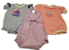 Health-Tex Baby Baby Girl 1 pc Rompers Lot 3 Sz 18mo  12mo USA Vtg 80's Read