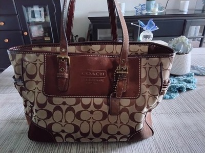 Coach Signature series hand bag - No. F04Q-1443 brown leather for