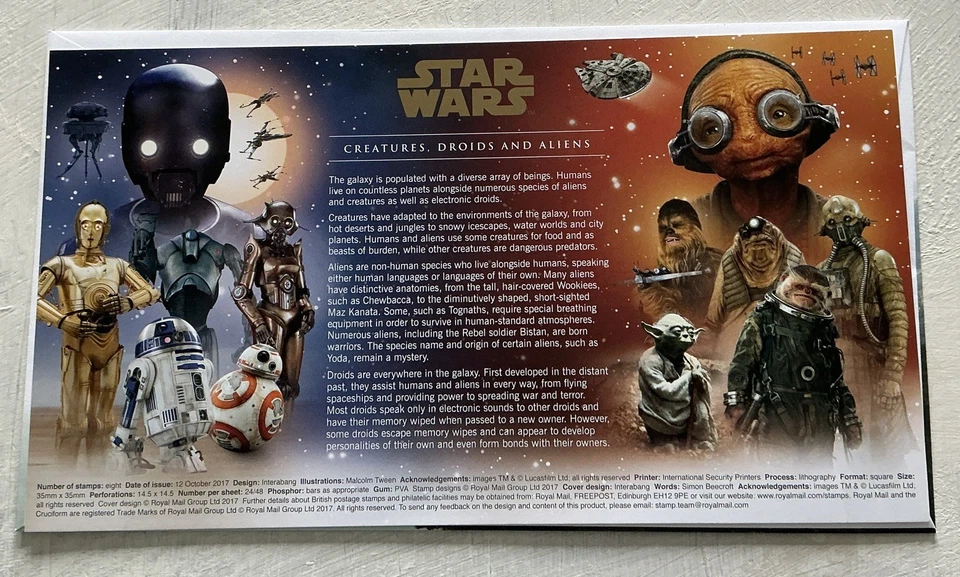 GB QEII 2017 Star Wars Machin Booklet RM FDC R2-D2 Astromech Droid SHS Rare - Image 4 of 4