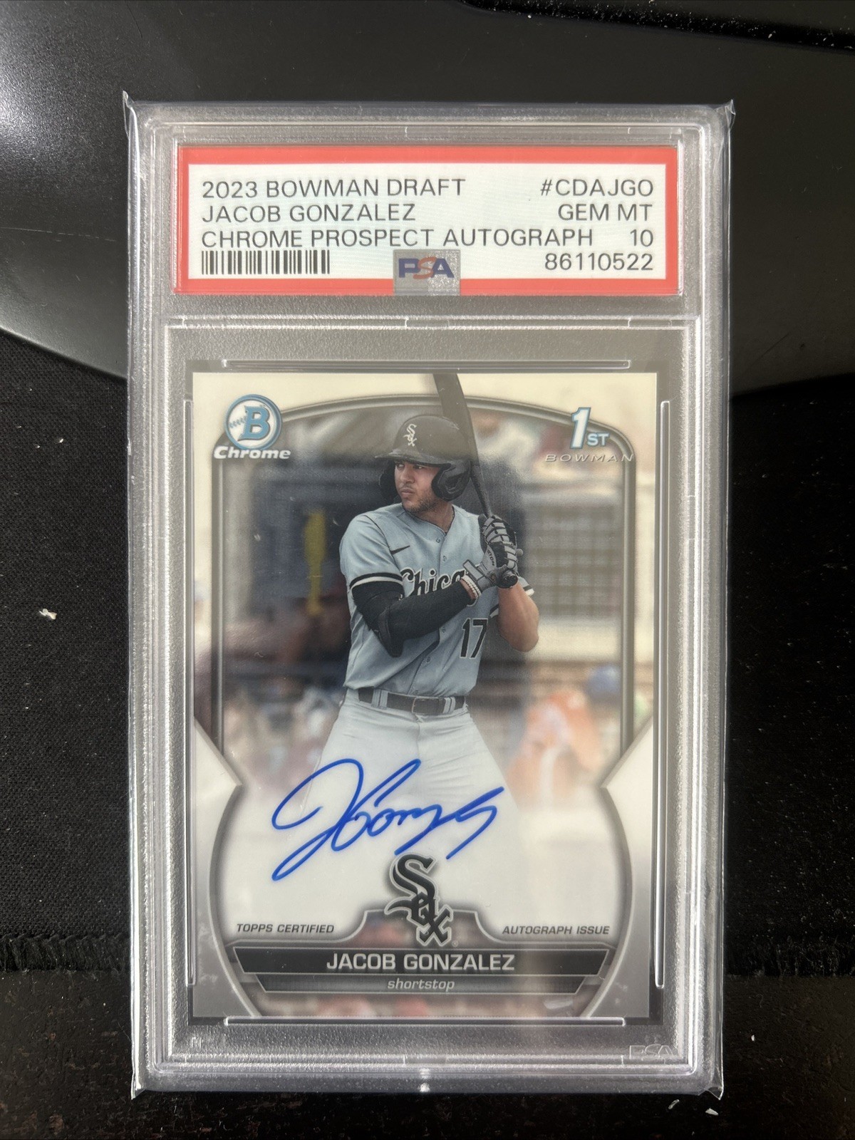 2023 Bowman Chrome Draft Autographs #CDAJGO Jacob Gonzalez Auto PSA 10 As