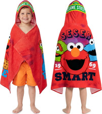Sesame Street Bath Towels with Hood for Boys, 49 X30 , One Size Soft