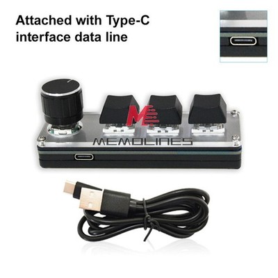 Type-c Programming Custom Knob Keyboard RGB 3 Key Copy Paste Button With Cable *