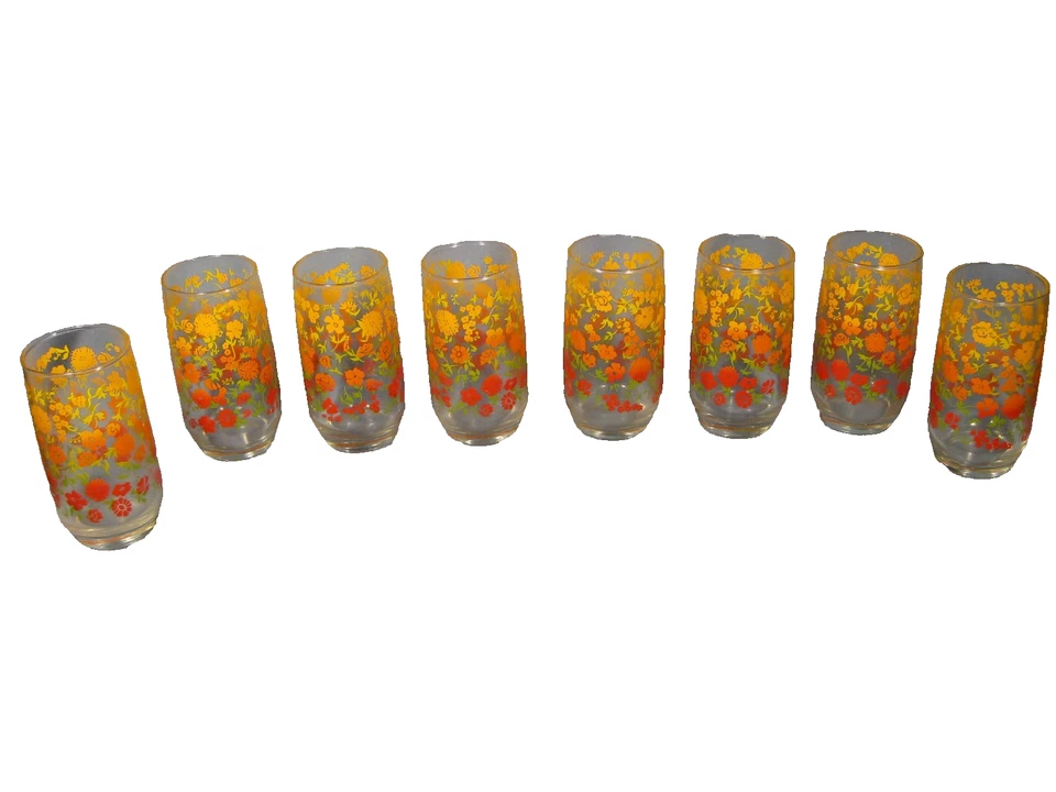 Juego de caja de vasos de colección 8 flores ancla en cuclillas naranja rojo amarillo Foto 2 de 4