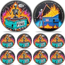 10pcs Colorful Skull Dumpster Fire Challenge Coin Thank You Gifts For Coworkers