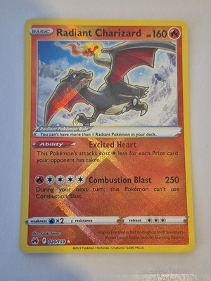 2023 Pokemon Crown Zenith Radiant Charizard Radiant Rare Holo 020/159