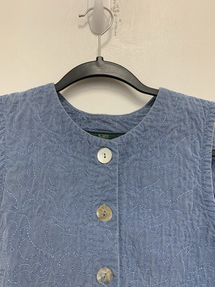 Vintage Orvis Blue Stitched Vest Size Large - Image 2 of 4