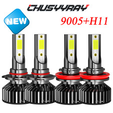 4X 9005H11 Combo LED Headlight High Low Beam Bulbs Kit 6000K Super White Bright