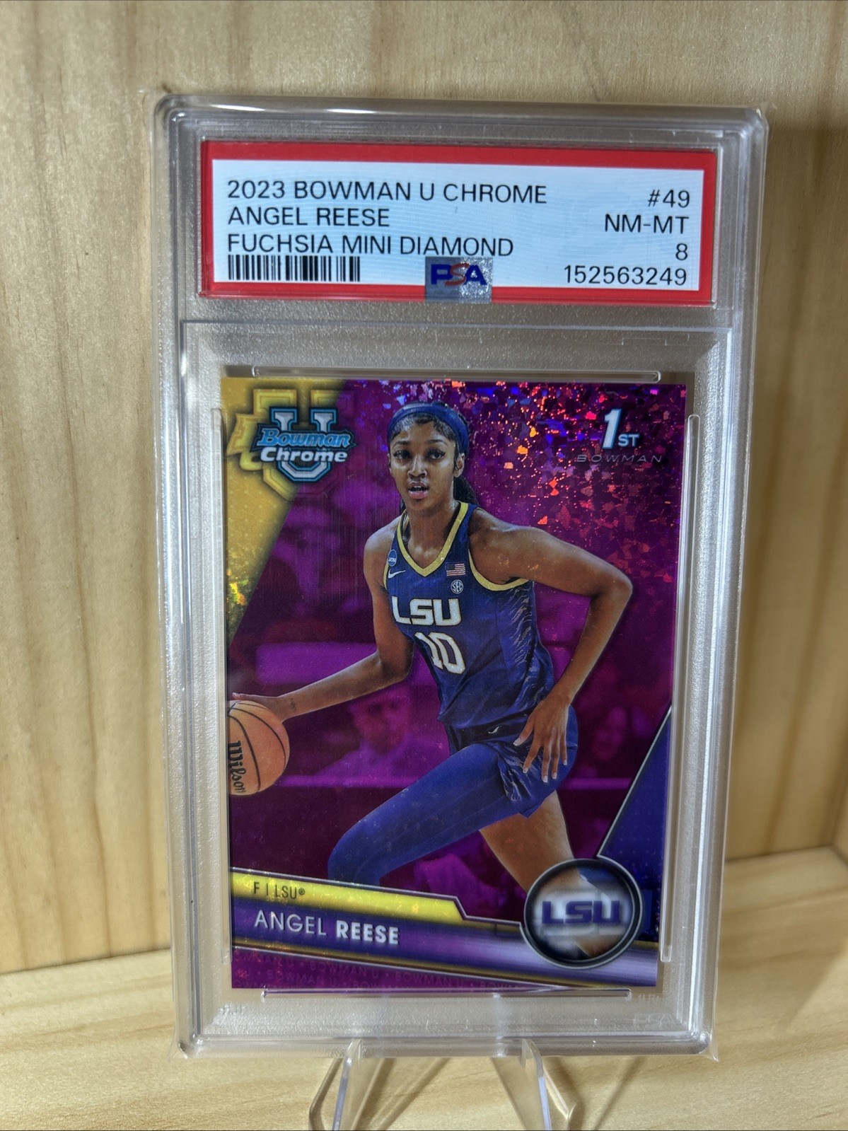 PSA 8-2023 Bowman U Chrome - Angel Reese #49 Fuchsia Mini-Diamond /150 - LSU