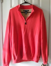 Oxford Golf Sweater Size Medium 1/4 Zip Sweater Red 100% Cotton Shell