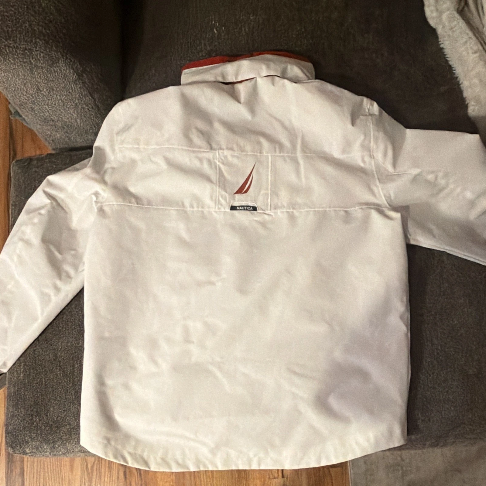 Nautica Men's Full Zip Softshell Jacket White/Red Stand-Up Collar L 40" - product detail image 2