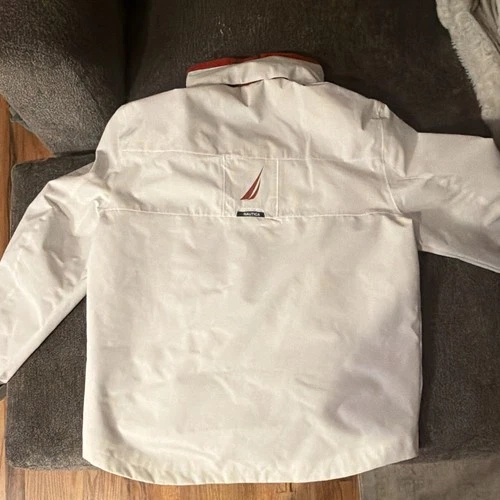 Nautica Men's Full Zip Softshell Jacket White/Red Stand-Up Collar L 40" image 2