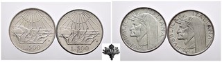 REPUBBLICA ITALIANA 500 lire 1965 LOTTO 2x monete ARGENTO Dante Alighieri
