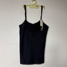 VTG 70's Vassarette Black Lace Trim Camisole Slip Top W/ Adjustable Straps Sz 32