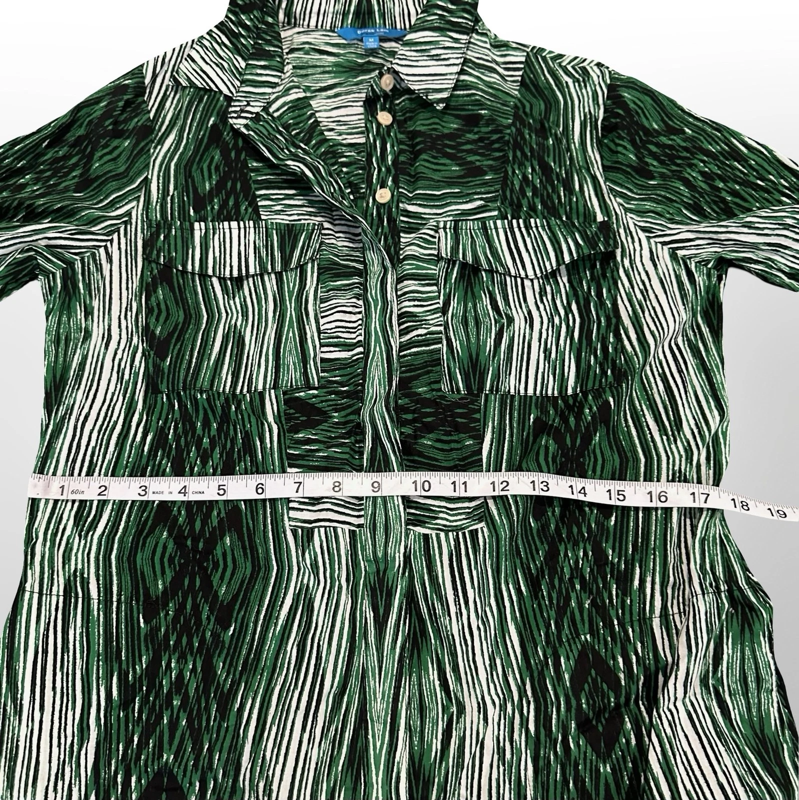 VETEMENTS Derek Lam per Designazione Abito Donna Medio Verde Bianco Venatura Legno Camicia Cotone