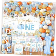 Our Little Pumpkin Is Turning One Decorations,164pcs Blue Pumpkin First