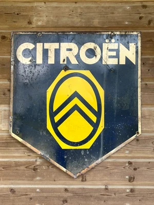 ANCIENNE PLAQUE EMAILLEE TOLE PEINTE D'AGENCE CITROËN - Photo 1/4
