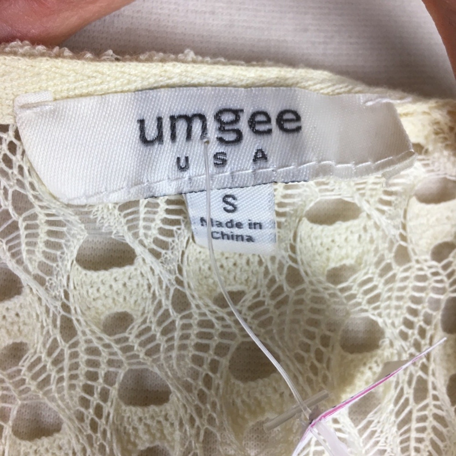Umgee Ecru Crochet Lace Long Sleeve  top  small