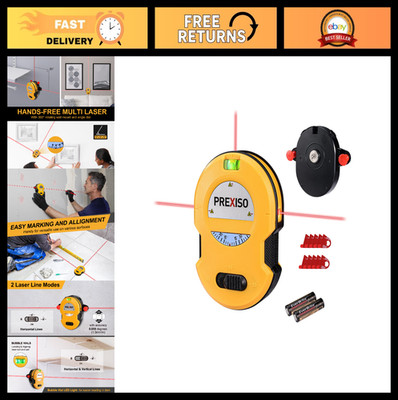 Multi-Surface Laser Level with LED Light, 30ft Horizontal & Vertical Lines, Wall