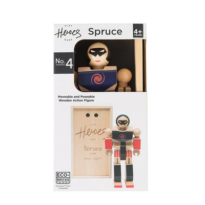 Once-Kids Playhard Heroes #4 Spruce  Wooden Building Blocks Set Kids Constructor