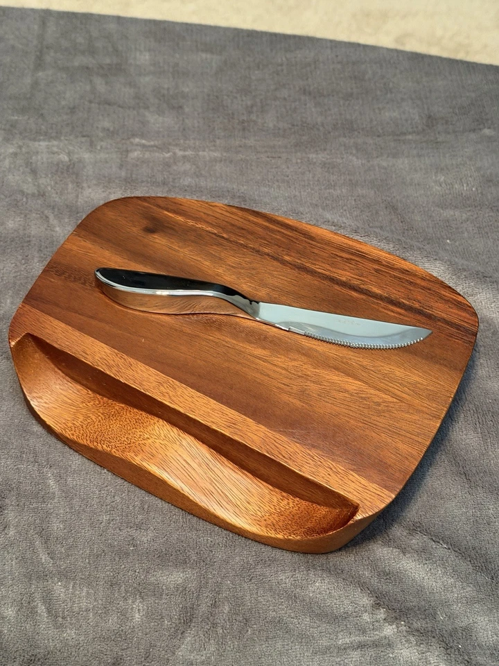 Tablero de barra Nambe 'Mezcla' con cuchillo. NUEVO EN CAJA. Nunca usado. Foto 2 de 3