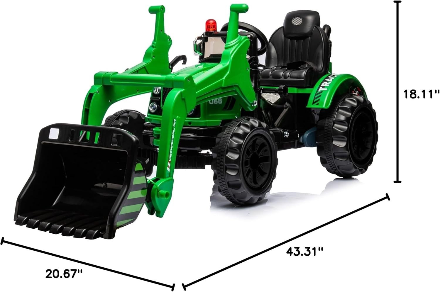 Kids Ride On Excavator 2 Speeds Battery Powered Vehicles Front Loader with Horn