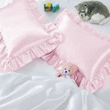 Ruffle Satin Toddler Pillowcase Set of 2, 13 X 18 Inch Toddler Silky Pillow Cove