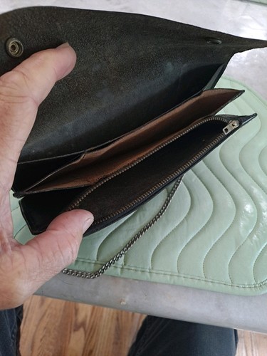 Leather Biker 8" BILLFOLD/WALLET w/ Chain, BLACK EMBOSSED - Picture 14 of 16