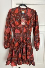 NWT FARM Rio x Anthropologie Button-Front Shirt Dress in Red Floral Parrot - SP