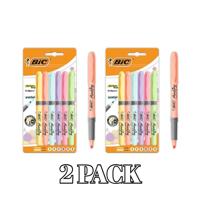 Grip Pastel, Highlighter Pens With Adjustable Chisel Tip 2 P