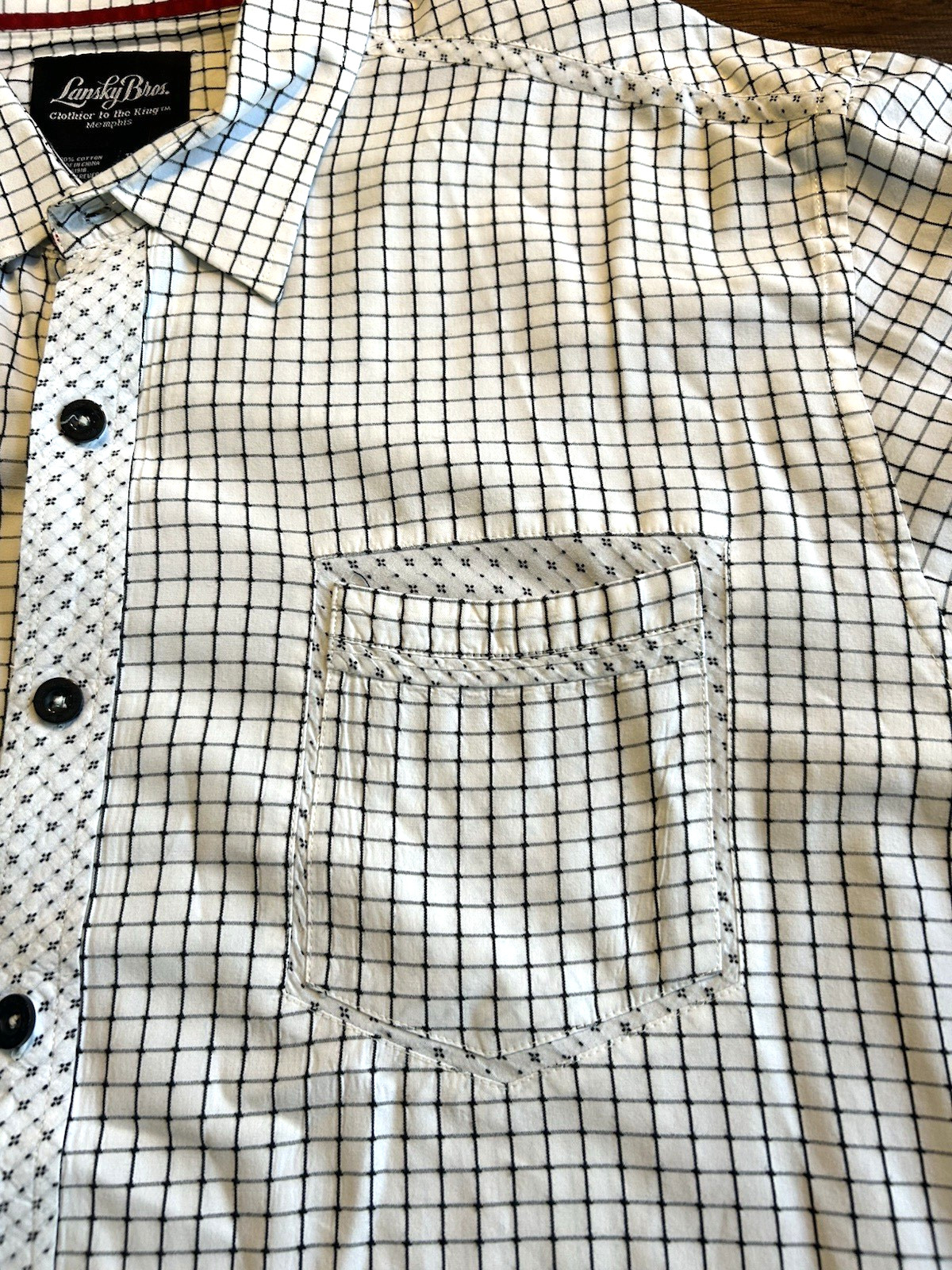 Lansky Bros.  Windowpane Pattern Button-up Shirt … - image 4